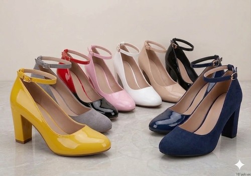 Womens unisex block heel shoes - heel,
