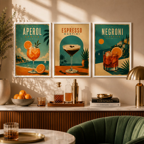 Vintage retro cocktail wall - vintage,