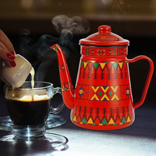 Enamel coffee pot with handle - with,