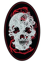 4" High Faux Leather Embroidered Patch with Ghost Skull Motif/Badge Biker Triker