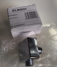 BATHROOM SQUARE SHOWER HOSE WALL OUTLET ELBOW MODERN CHROME CONNECTOR 1/2" BSP