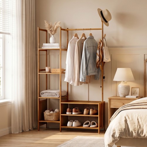 Wooden freestanding clothes - wooden,