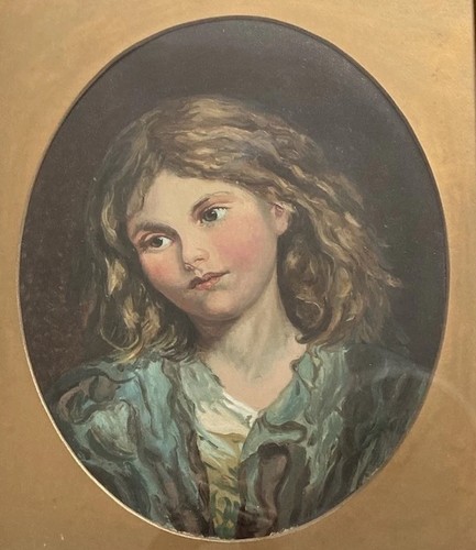 Antique oil painting girl - oil,