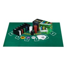 200 Poker Game Texas Hold'em Set Gaming Mat Chips 2 Decks Playing Card With Box