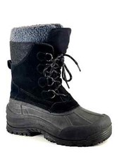 Mens UK 7 Black Suede Felt Waterproof Cosy Insulated Padded Outdoor Duck Boots