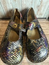 Alegria Floral Skin Print Mary Jane Comfort Shoes Womens Size 8 Hook & Eye Close