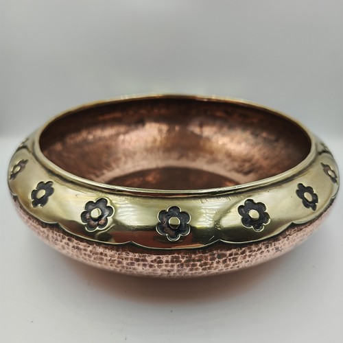 Brass and copper hammered bowl
