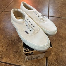 VTG VANS ERA DeadStock 1990s 90s White Canvas Shoes Boys 5 Women 6.5 Made USA