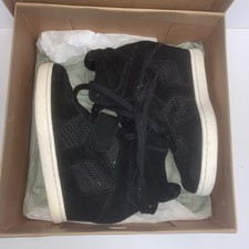 ASH Bowie Wedge Suede & Mesh Hightop Heel Sneaker- Size 7.5- Black￼