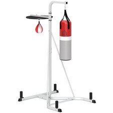 HOMCOM Freestanding Boxing Punch Bag Speed Ball Station Hanging Frame, White