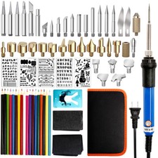 71Pcs 110V 60W Wood Burning Pen Set Stencil Soldering Tips Tools Pyrography Kit