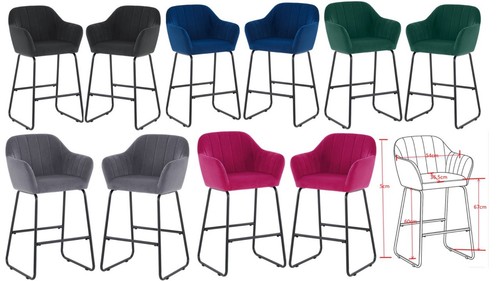 Set velvet bar stool - set, 2