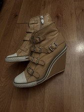 Authentic Rare Beige Ash Thelma Wedge Buckle Shoes Size 3