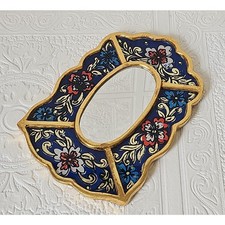 Vintage Reverse Painted Glass Mirror with Gold Gild Trim Accent Mirror Peruvian