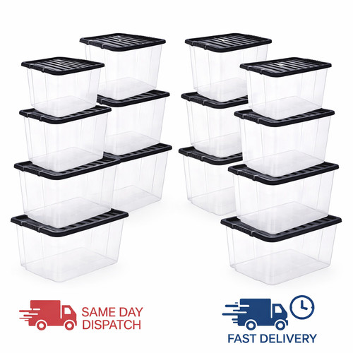 Clear plastic storage - storage, boxes