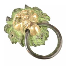 Antique Look Brass Lion Head Door Knocker Ring With Patina Door Bell Home Decor