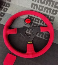 MOMO MonteCarlo classic 350mm Red Suede Leather Steering Wheel Thickened Spoke