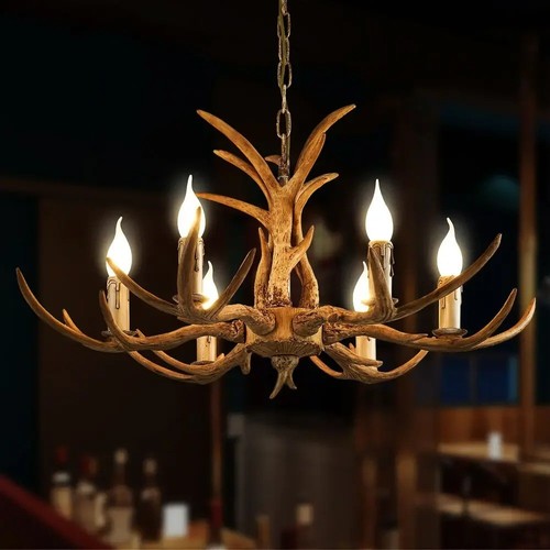 Retro brown antler - brown, chandelier