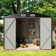 Outdoor Storage Shed 5.6x8.5 FT, Utility Steel Tool Shed with Lockable Door