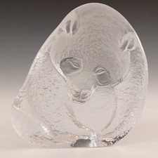 SIGNED LARGE Mats Jonasson / Royal Krona #33068 Glass Panda Sculpture