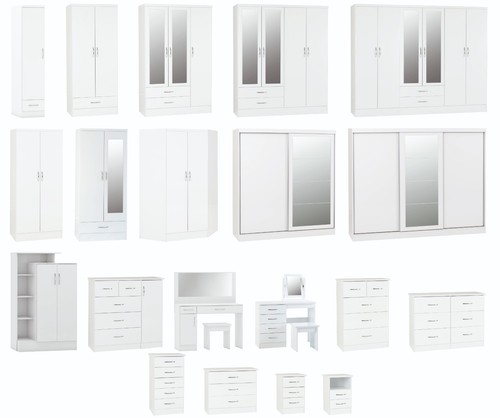 Nevada white gloss bedroom - white,