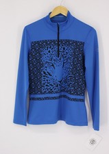 POIVRE BLANC LEOPARD PRINT WOMENS SKI BASE/MID LAYER KING BLUE RRP £100 MC