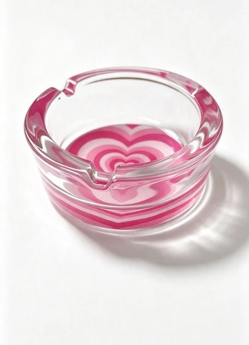 Glass ashtray pink cute retro - pink,
