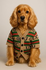 🐶✨ Luxury Knitted Dog Cardigan – Gucci-Inspired Design .