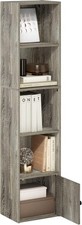 5-Tier French Oak Bookshelf with Cabinet Storage Modern Display Shelf