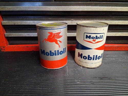 Vintage mobiloil can - can's, (2)