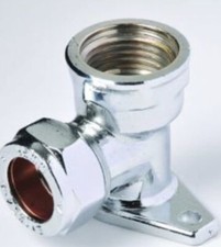 2 X 15mm x 1/2 Inch) BSP Chrome Wall Plate Elbow / Backplate for Outside Tap