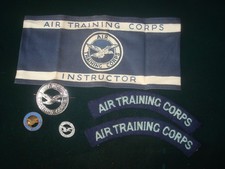 WW2 HOME FRONT AIR TRAINING CORPS ARMBAND - TITLES - CAP BADGE - LAPEL BADGES