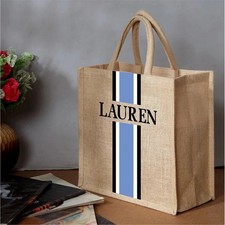 Personalised Tote Bag with Name, Name Bag, Jute Lunch Bag, Women's Girls Gift