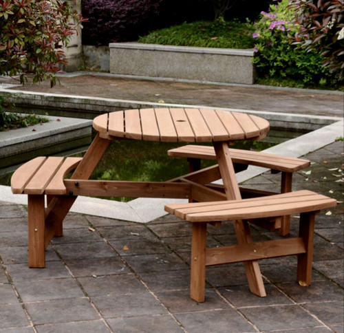 Round picnic table - round, outdoor