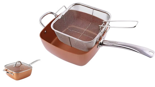 Copper ceramic deep square - deep, pan