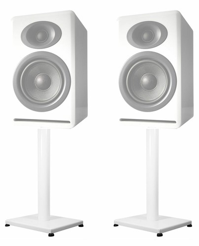 Pair steel white stands - pair,