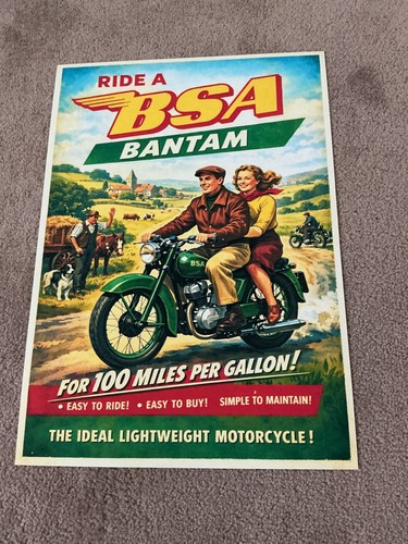 Bsa bantam motorcycle print - motorcycle,