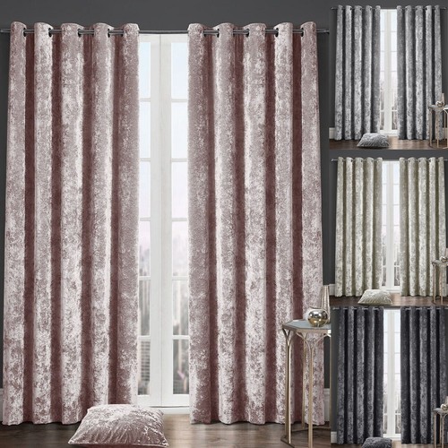 Crushed velvet curtains pair - crushed,