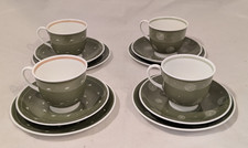 Susie Cooper Trio Cup Saucer Side Plate Grren Swirls and Spots  YOU CHOOSE