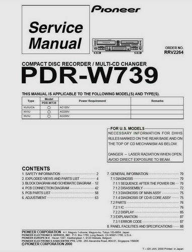 Pioneer pdr w739 cd - pdr-w739, player