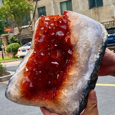 orange-yellow Healer Quartz Geode -  Crystal Cave, Sun Energy - 17.2LB