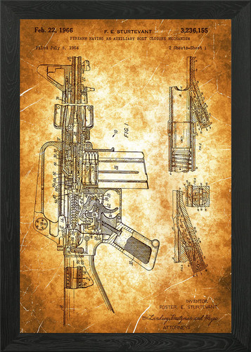 M16 rifle patent framed - m16,