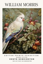 William Morris Vintage Cockatoo Cotton Prints Exhibition Botanical Wall Poster