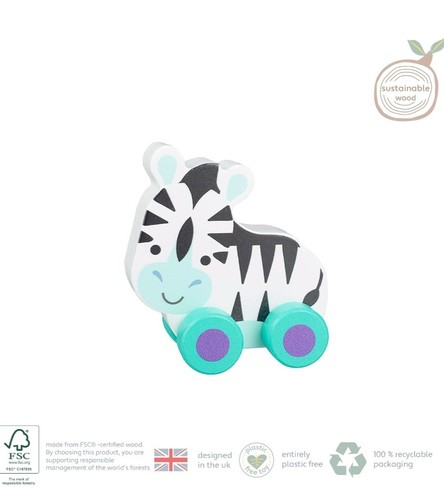 Zebra first push toy - zebra, wooden
