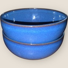 Denby Imperial Blue 2x Large Noodle Bowls 7” 17cm Solid Colour Excellent
