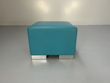 POLTRONA FRAU "MASSIMOSISTEMA" FOOTSTOOL OTTOMAN IN AQUAMARINE LEATHER