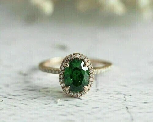2ct oval labcreated - oval, green