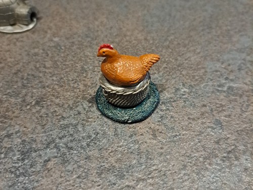 Vintage chicken pewter thimble - vintage,