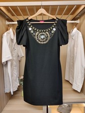MONSOON FUSION UK 14 BLACK DRESS MINI EMBELLISHED PUFF SLEEVE WOMENS XMAS PARTY