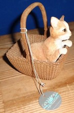 Leonardo Collection Cat Studies Playtime Ginger Cat In Basket Ornament With Tags